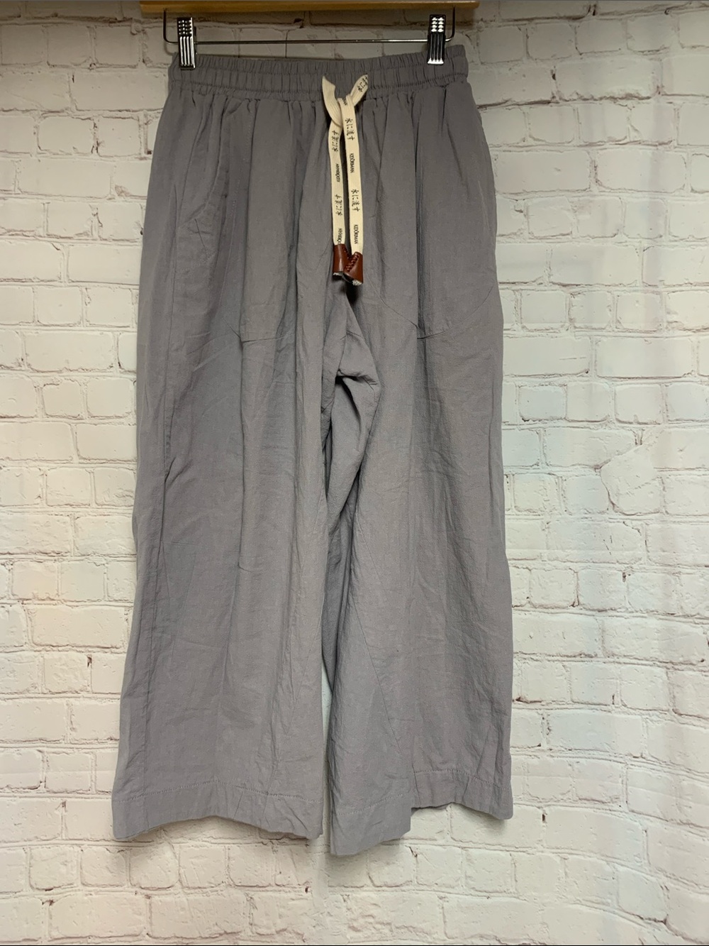 Kidoriman Gray Crop Wide Leg Cotton Pants Size XS